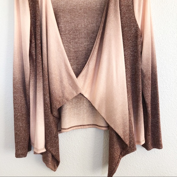 I. Joah Blush Pink Ombré Open Cardigan Sweater M - Picture 3 of 8